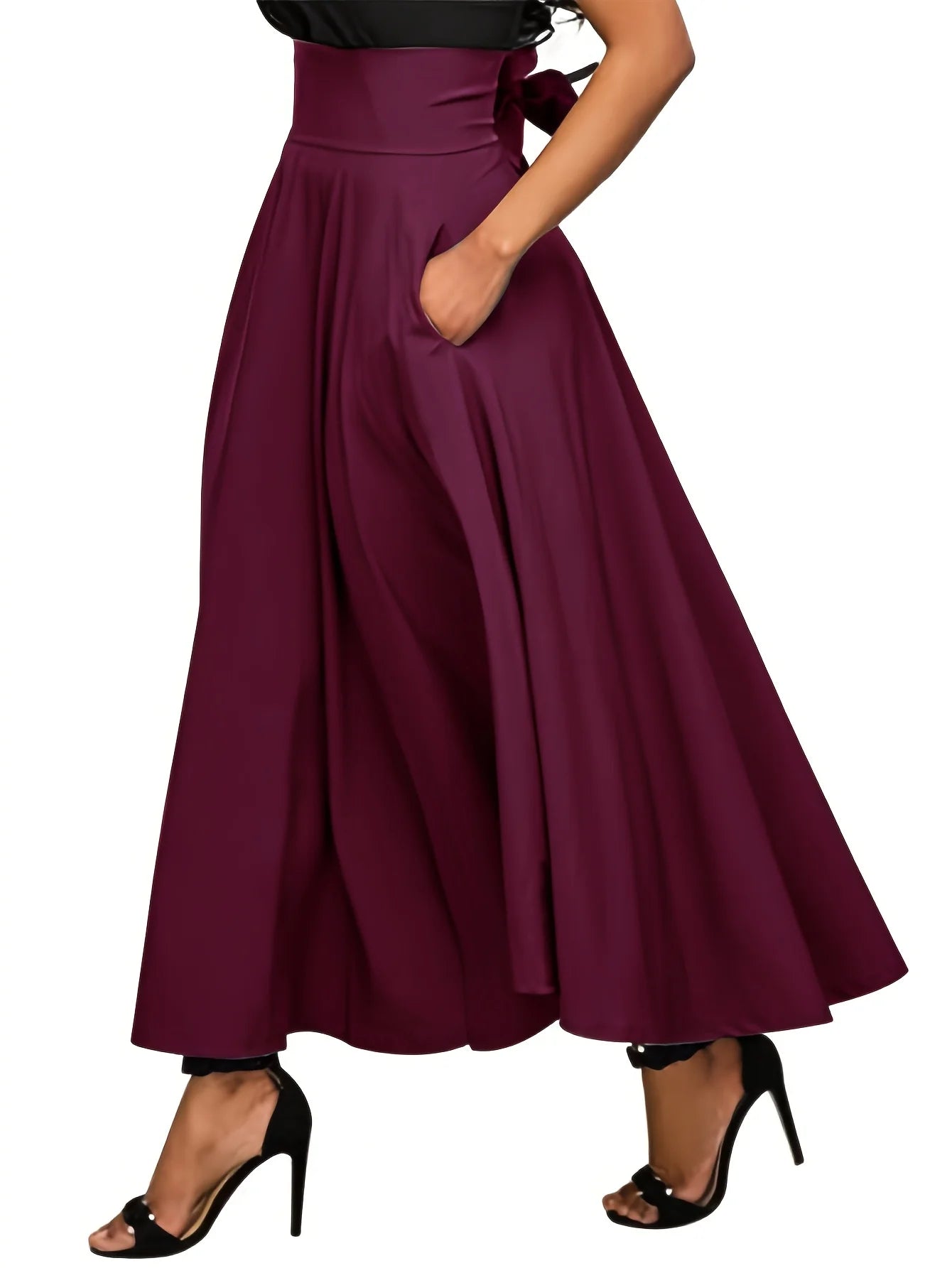 New In Dresses Solid Color A-line Skirts for Woman Clothing Hig...