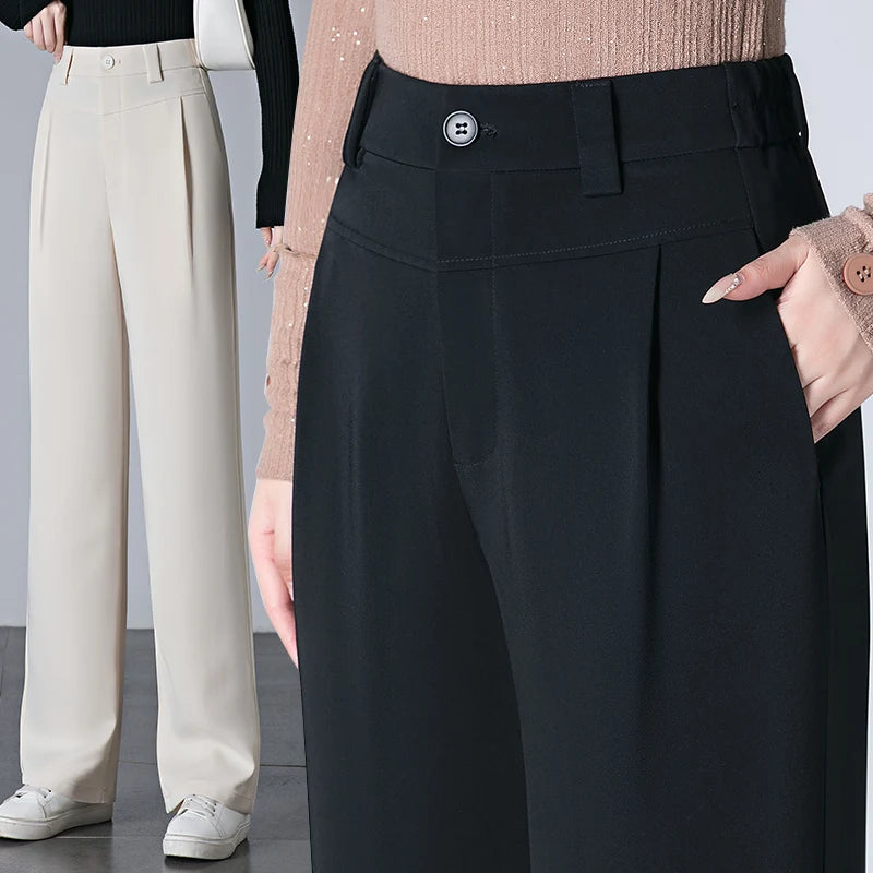 Women's high waisted casual pants new autumn versatile design slim fit straight tube narrow version wide leg Pants long Pants