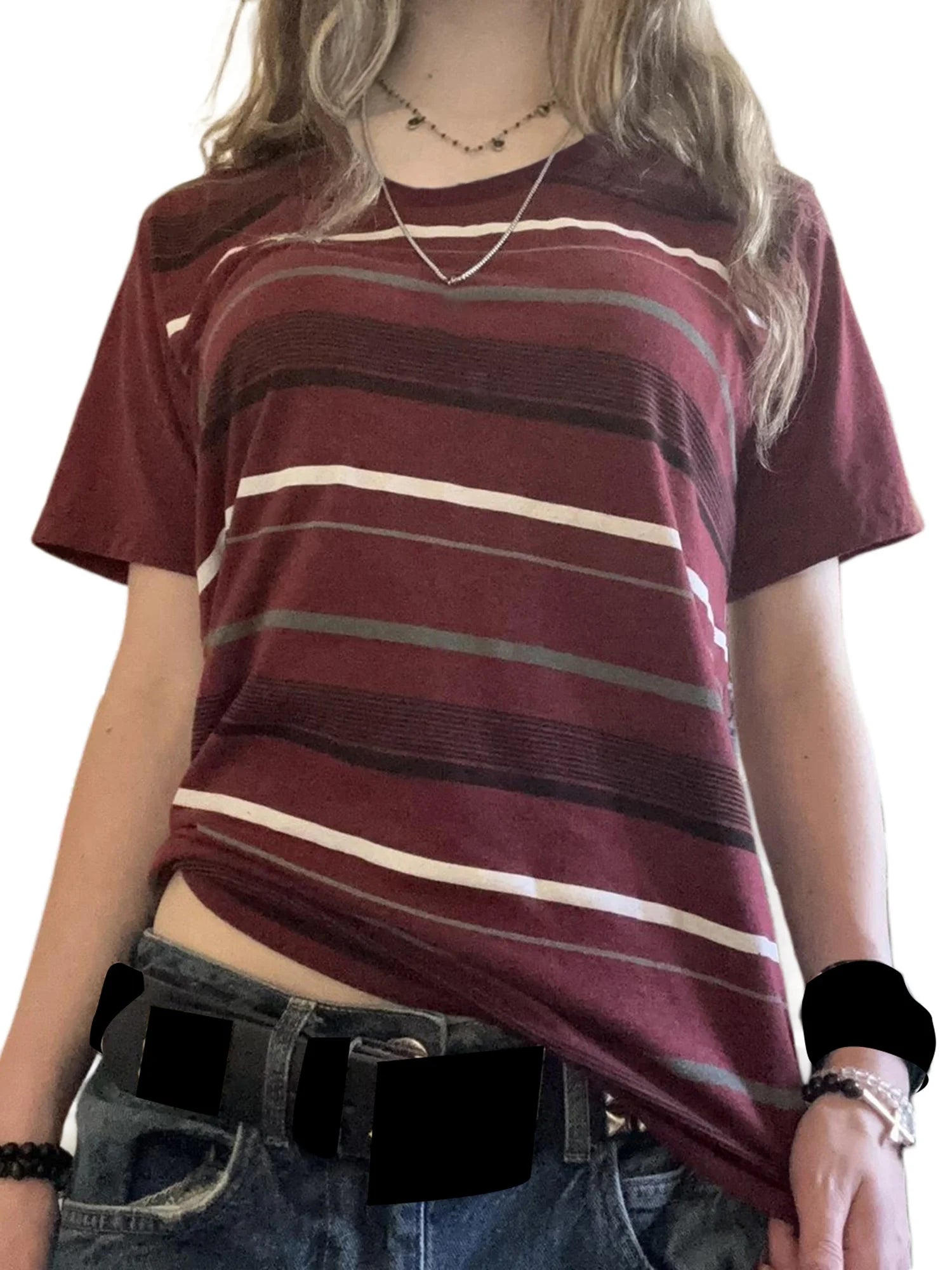 2026 summer Womens Short Sleeve American stripes Print T-Shirt Girl Round Neck Tee Outdoor Sports Adult Women's T-Shirt